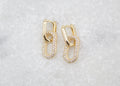 18K Gold Filled Huggies Link Dangle Drop Earrings With CZ Cubic Zirconia Stones (L205)
