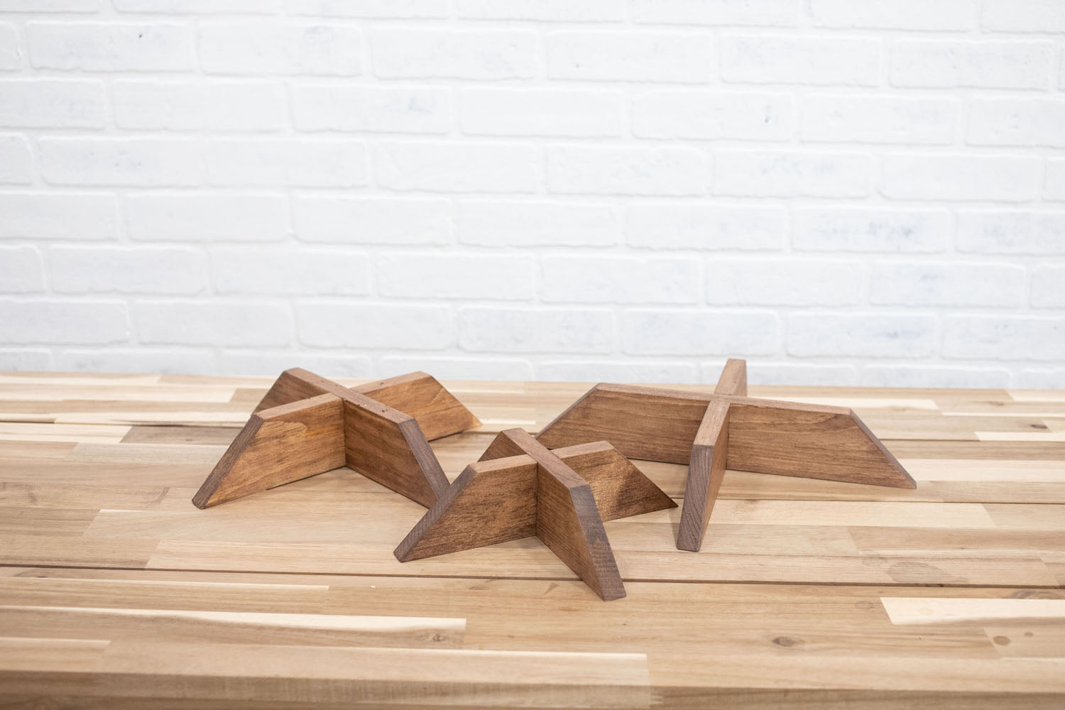 Set of 3 Elevated Wood Plant Stands
