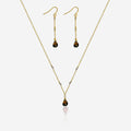 Smoky Quartz w/ Tiny Akoya Pearl Earrings & Necklace