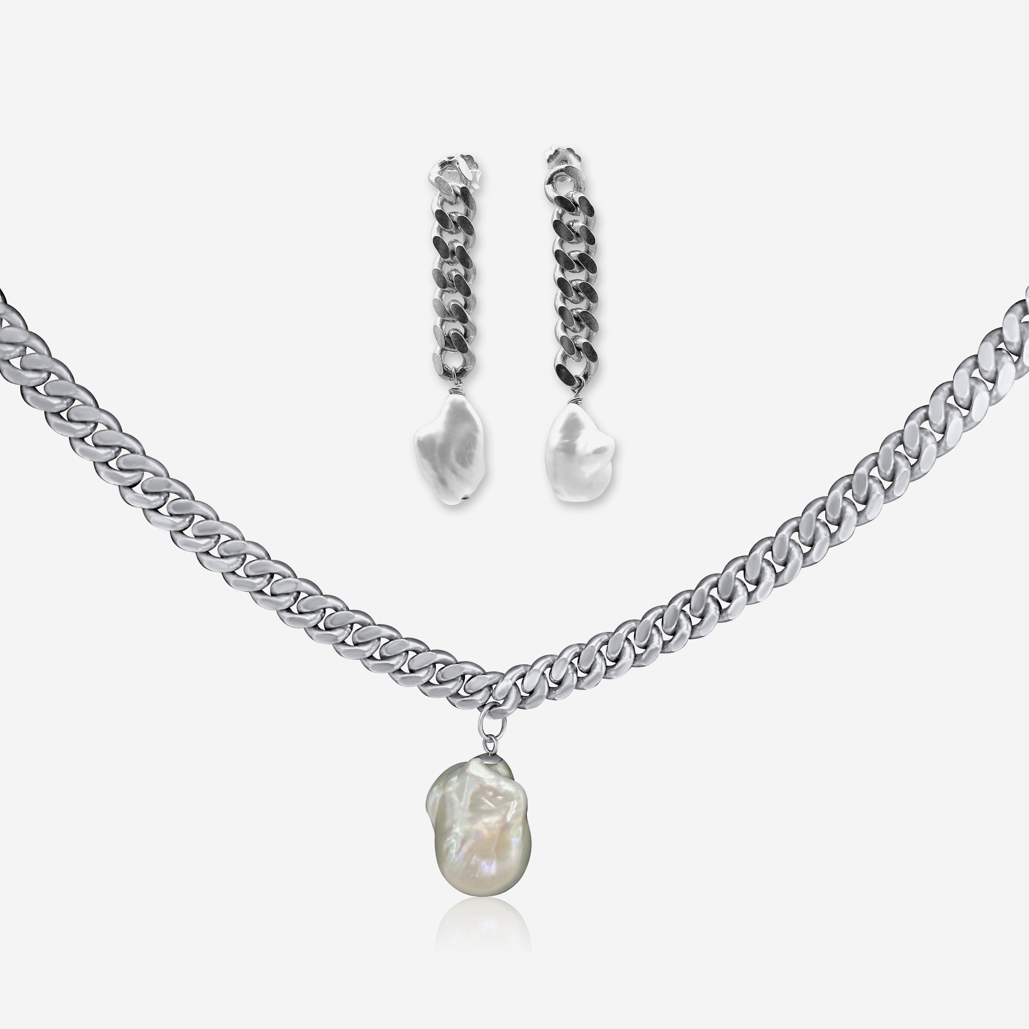 Edgy and Elegance Chain Earrings & Necklace