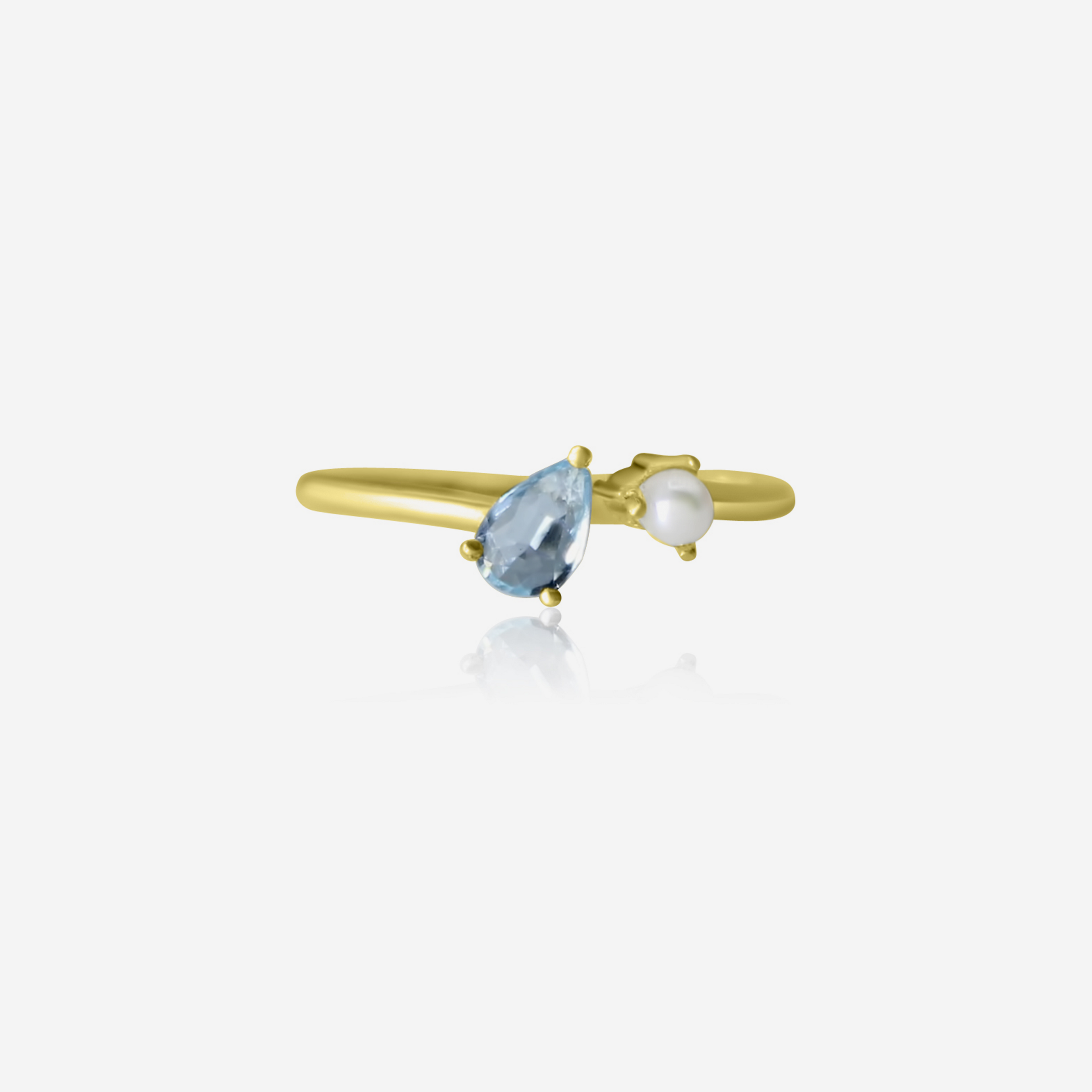 Ocean Enchantment Aquamarine w/ Akoya Pearl Ring