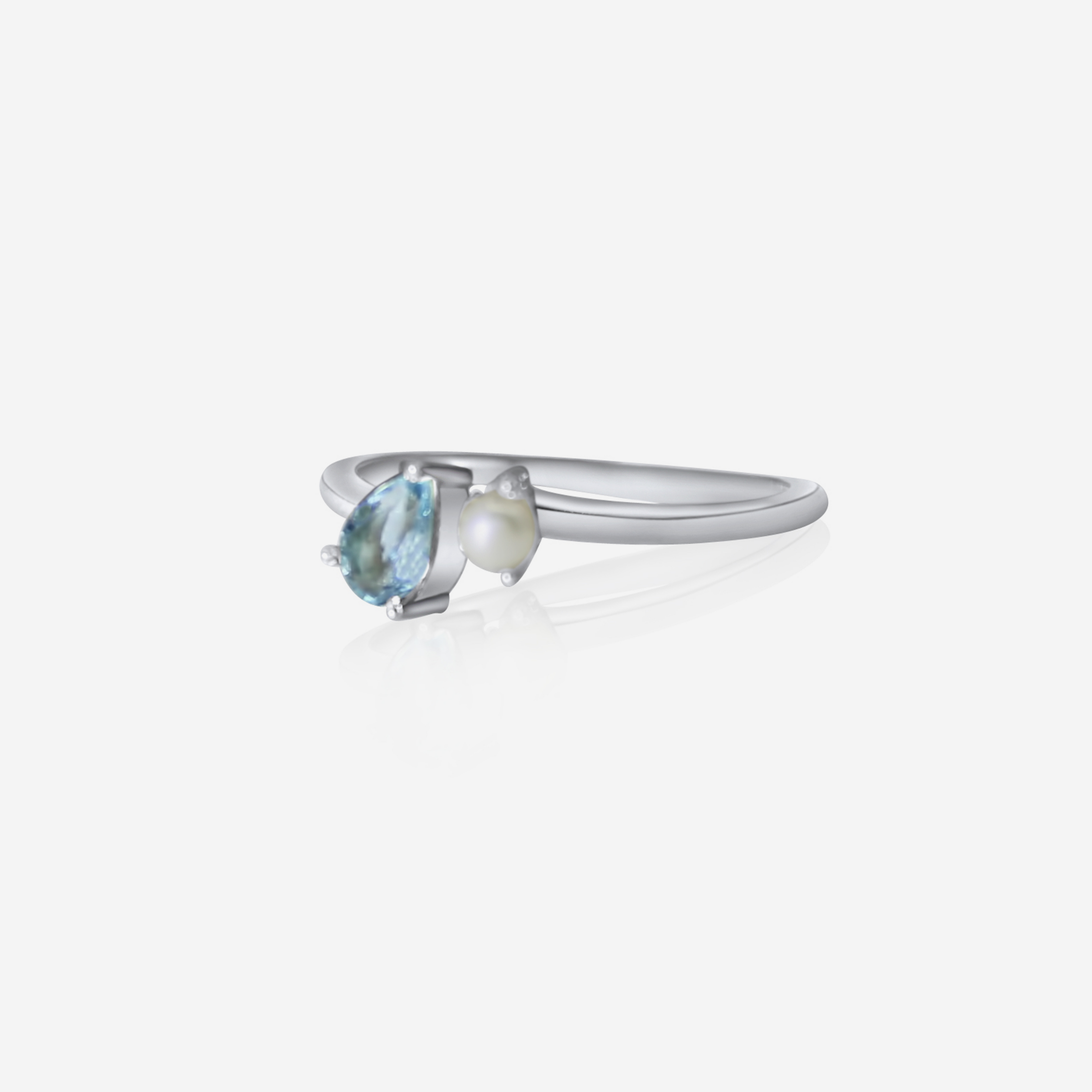 Ocean Enchantment Aquamarine w/ Akoya Pearl Ring