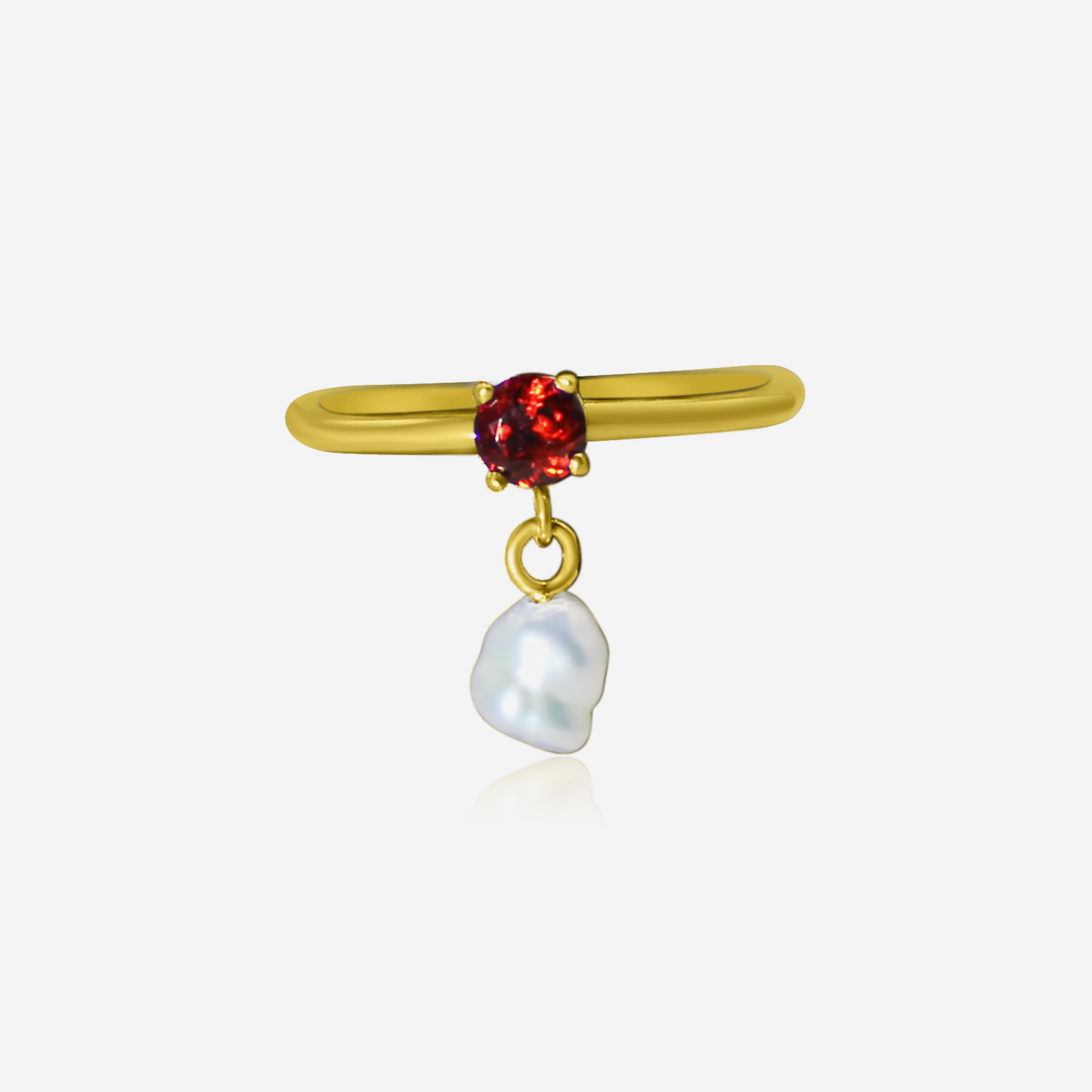 Garnet Radiant Elegance w/ Pearl Drop Ring