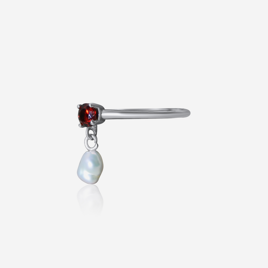 Garnet Radiant Elegance w/ Pearl Drop Ring