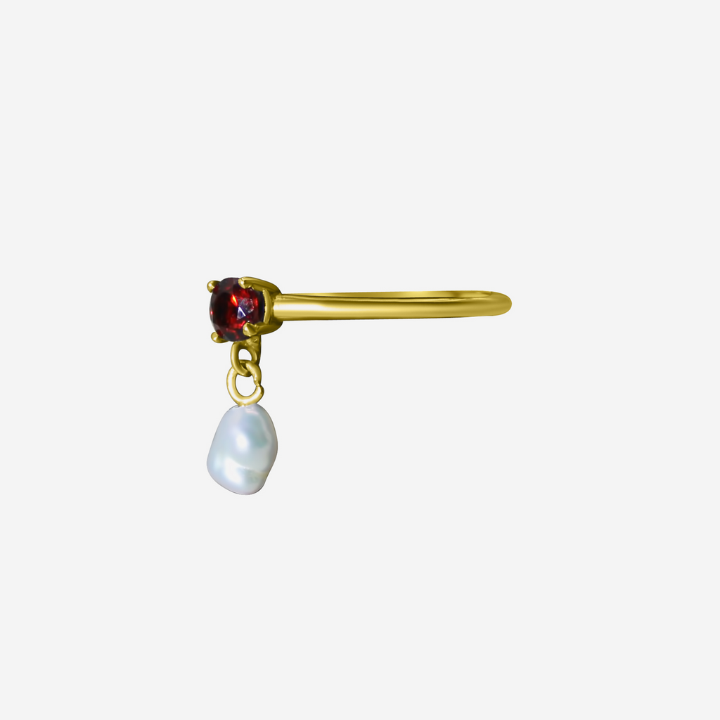 Garnet Radiant Elegance w/ Pearl Drop Ring