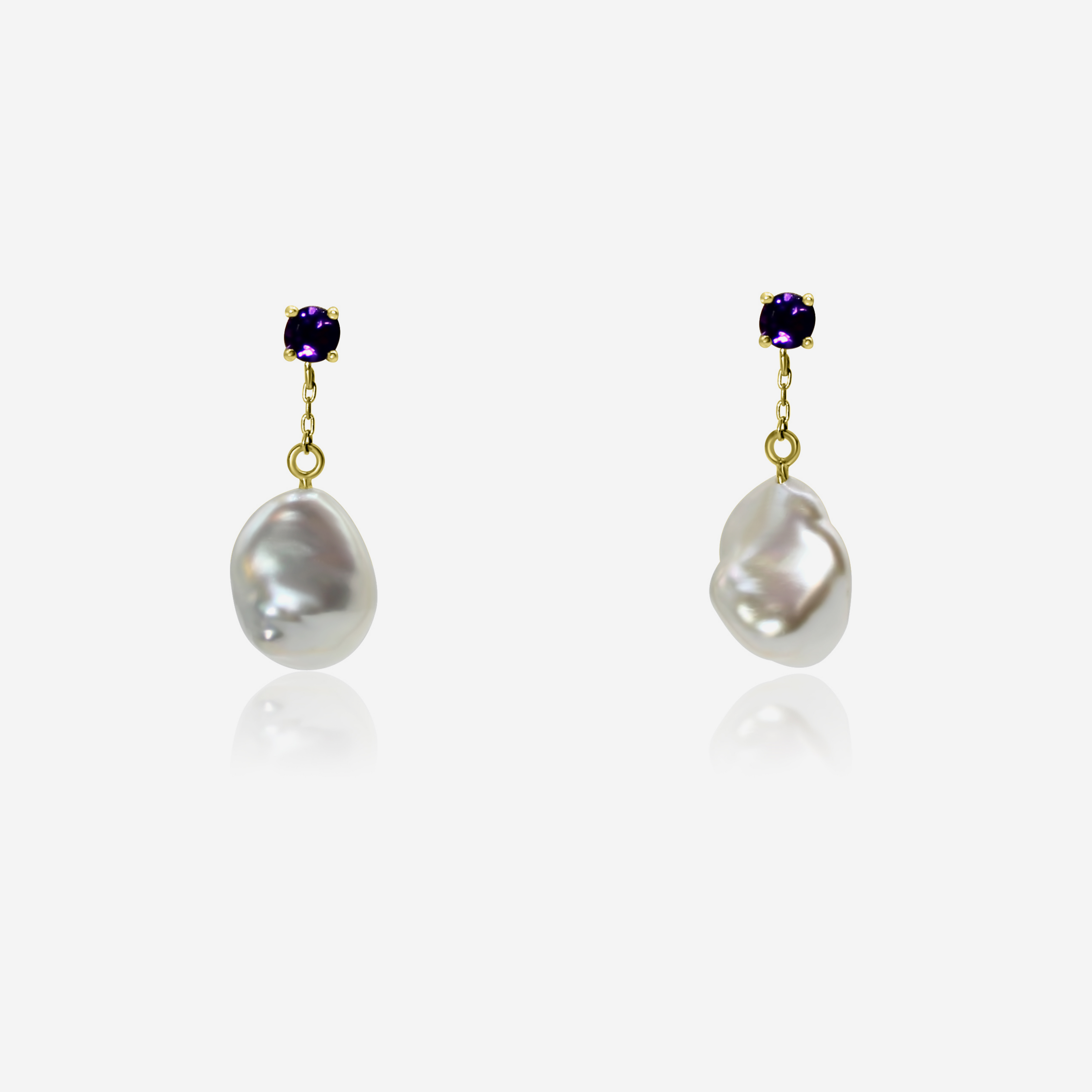 Amethyst w/ Freshwater Pearl Drop Earrings