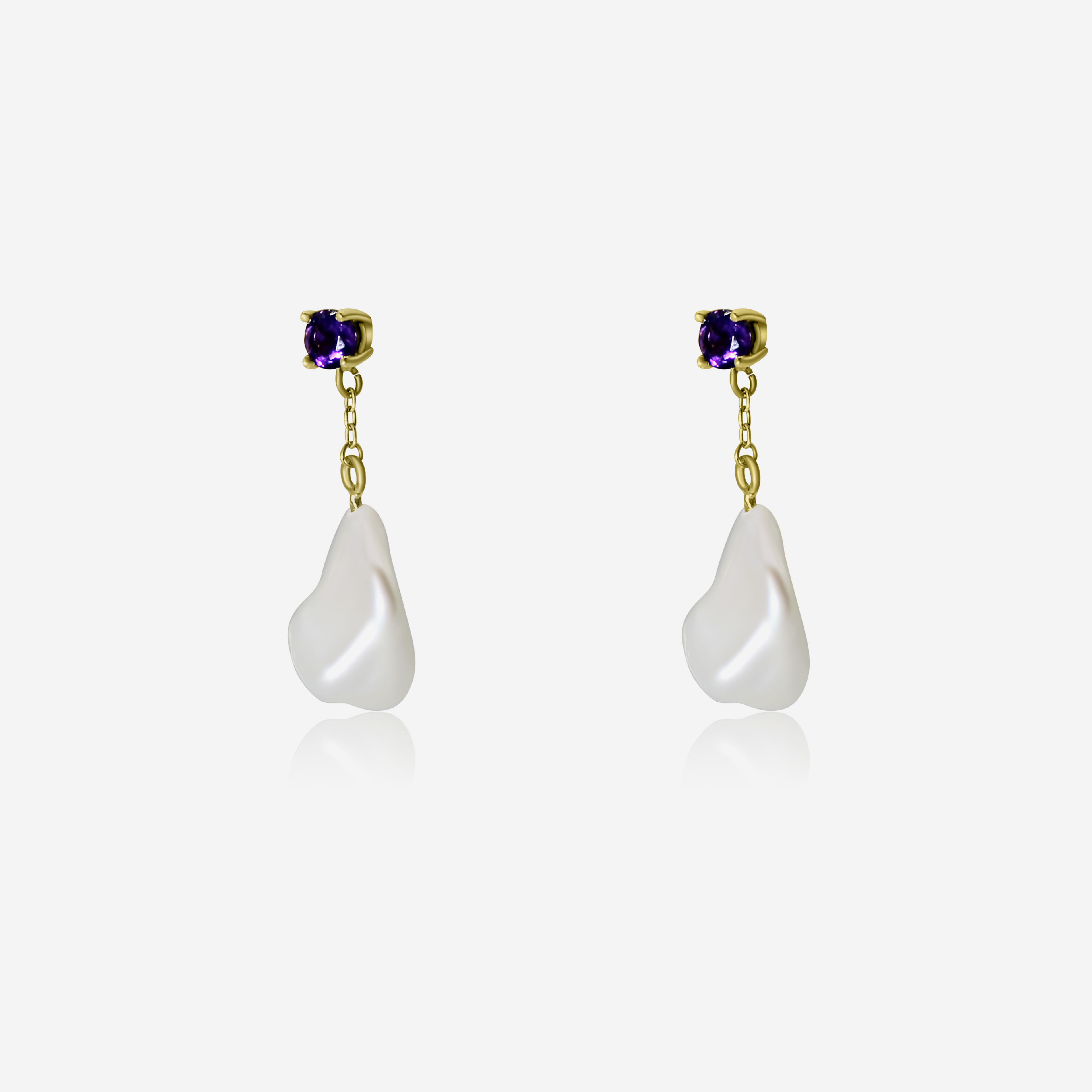 Amethyst w/ Freshwater Pearl Drop Earrings