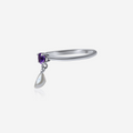 Amethyst w/ Freshwater Pearl Drop Freshwater Ring