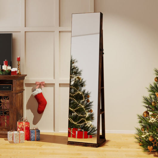360?° Swivel Jewelry Cabinet with Full Length Mirror-White
