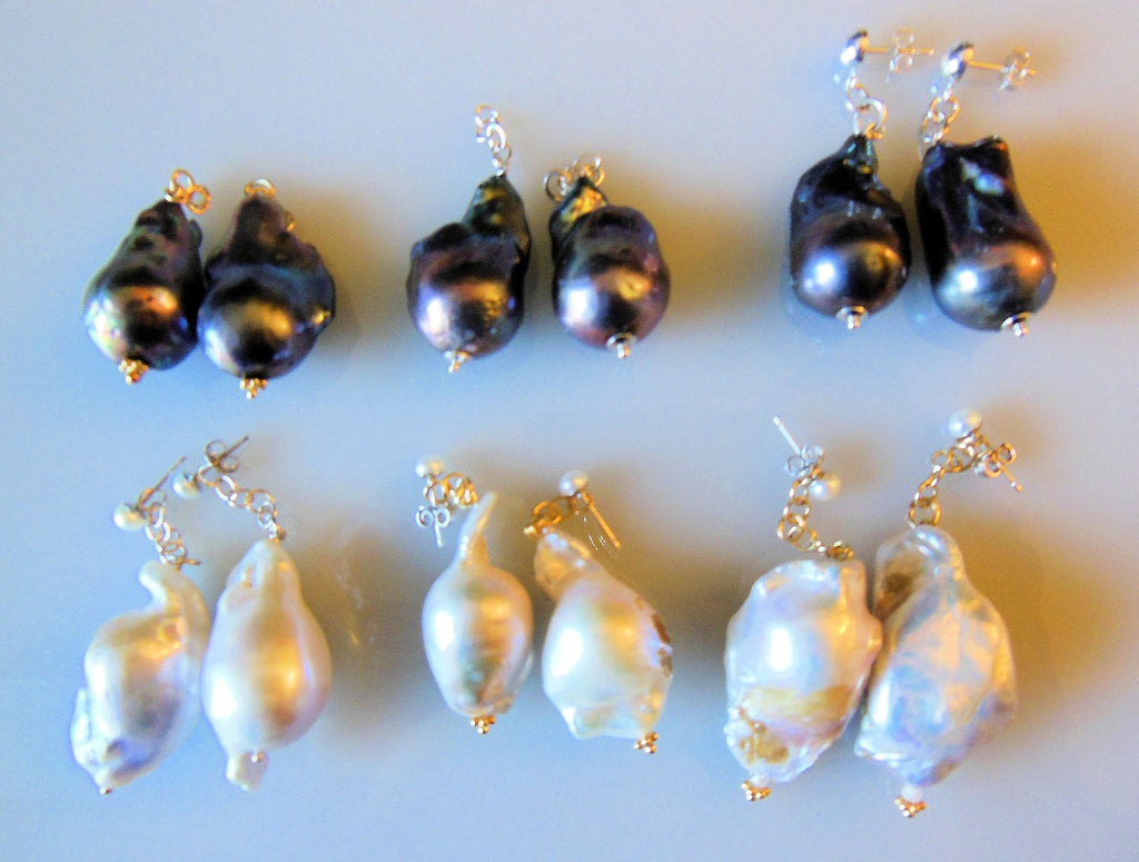 Jumbo Baroque Chinese Freshwater Pearl Earrings-One of a kind-008