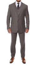 Lazio Charcoal 3pc Vested Slim Fit Plaid Suit