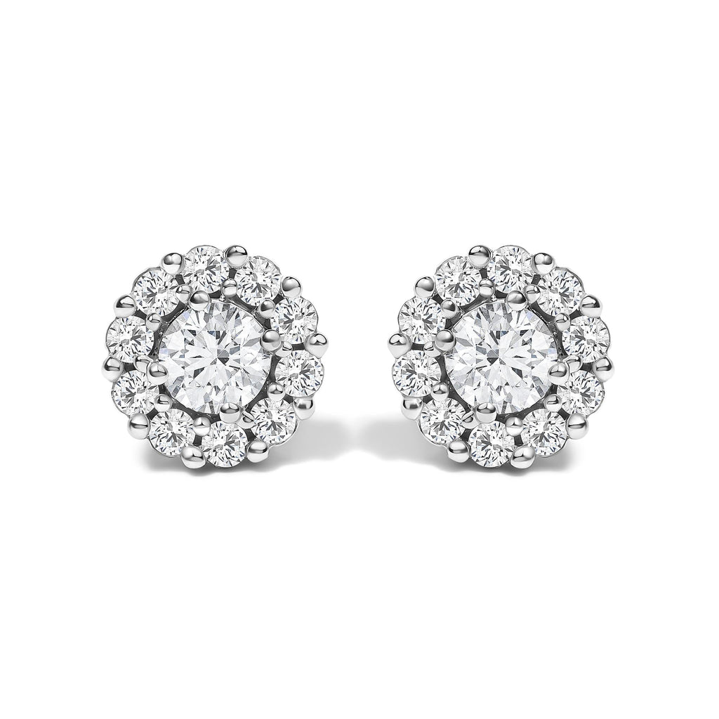10K White Gold 1 1/2 Cttw Lab Grown Diamond Halo Stud Earrings