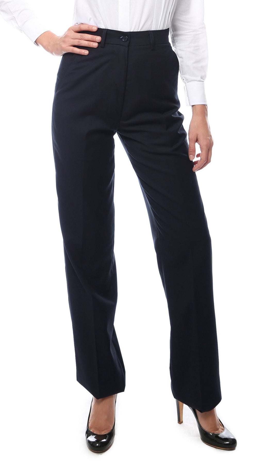 Womens 2789 Navy Elastic Waistband Dress Pants-1