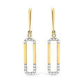 14K Yellow Gold 1/5 Cttw Diamond Paper Clip Dangle Earrings