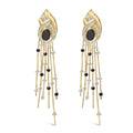 14K Yellow Gold 1.0 Cttw Diamond and Blue Sapphire Chandelier Earrings