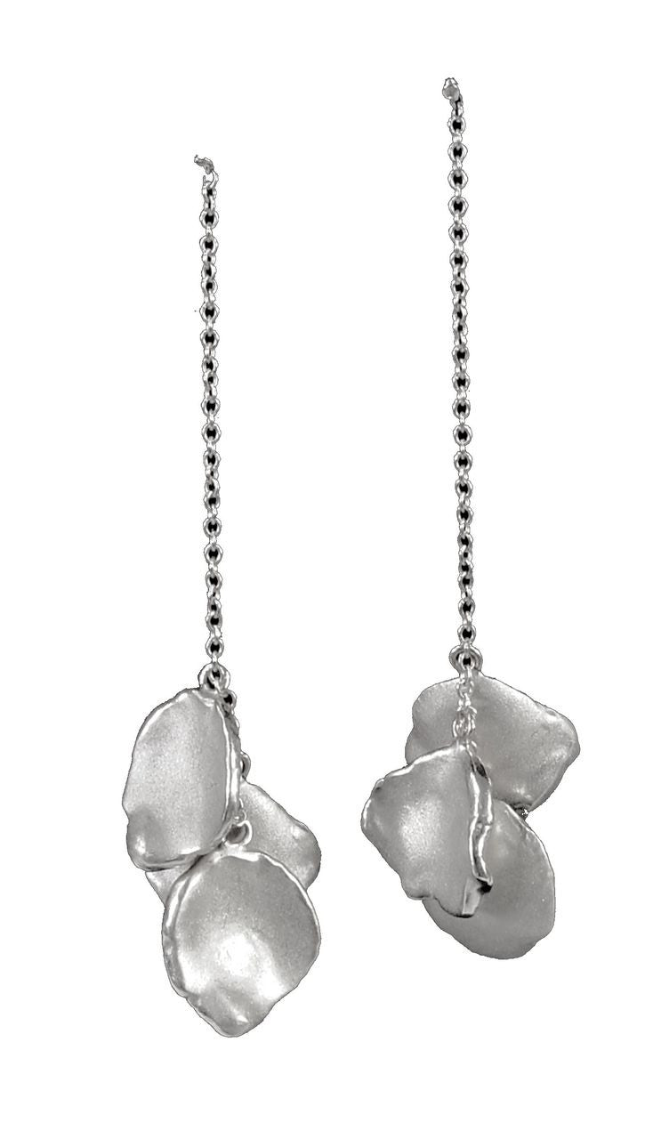 Metal Petals- Drop Earrings-14K Gold