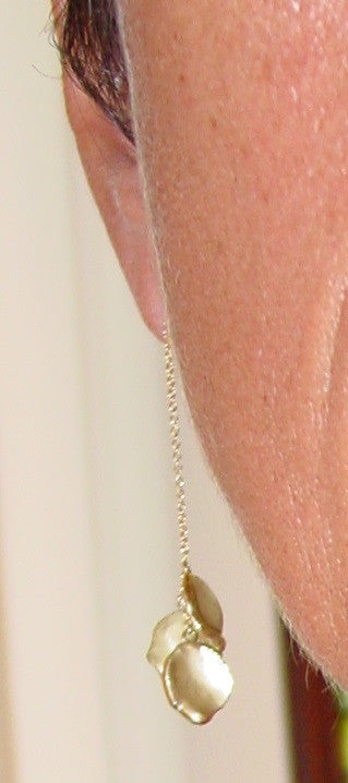 Metal Petals- Drop Earrings-14K Gold