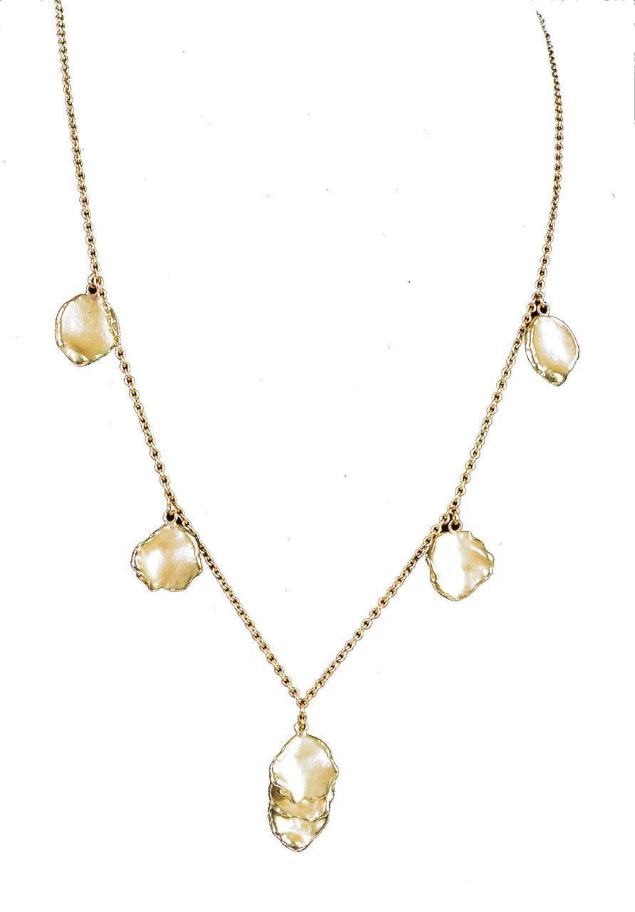 Metal Petals- Drop Earrings-14K Gold