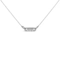 Sterling Silver 1/5 Cttw Round Diamond 3 Stone Station Bar Necklace