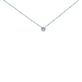 Sterling Silver Bezel Set Light Blue Aquamarine and Enamel Bead Chain Necklace