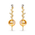 18K Yellow Gold 2/3 Cttw Round Bezel Diamond and 25mm Ball Shaped Yellow Citrine Gemstone Dangle Stud Earring (Brown and G-H Color, SI1-SI2 Clarity)