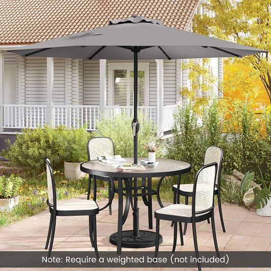 Outdoor Heavy Duty Market Umbrella with Crank Handle and 8 Sturdy Ribs-Beige