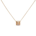 14K Yellow Gold 1/4 Cttw Diamond Matte Finished Pyramid Pendant Necklace (G-H Color, SI1-SI2 Clarity) - 18 Inches