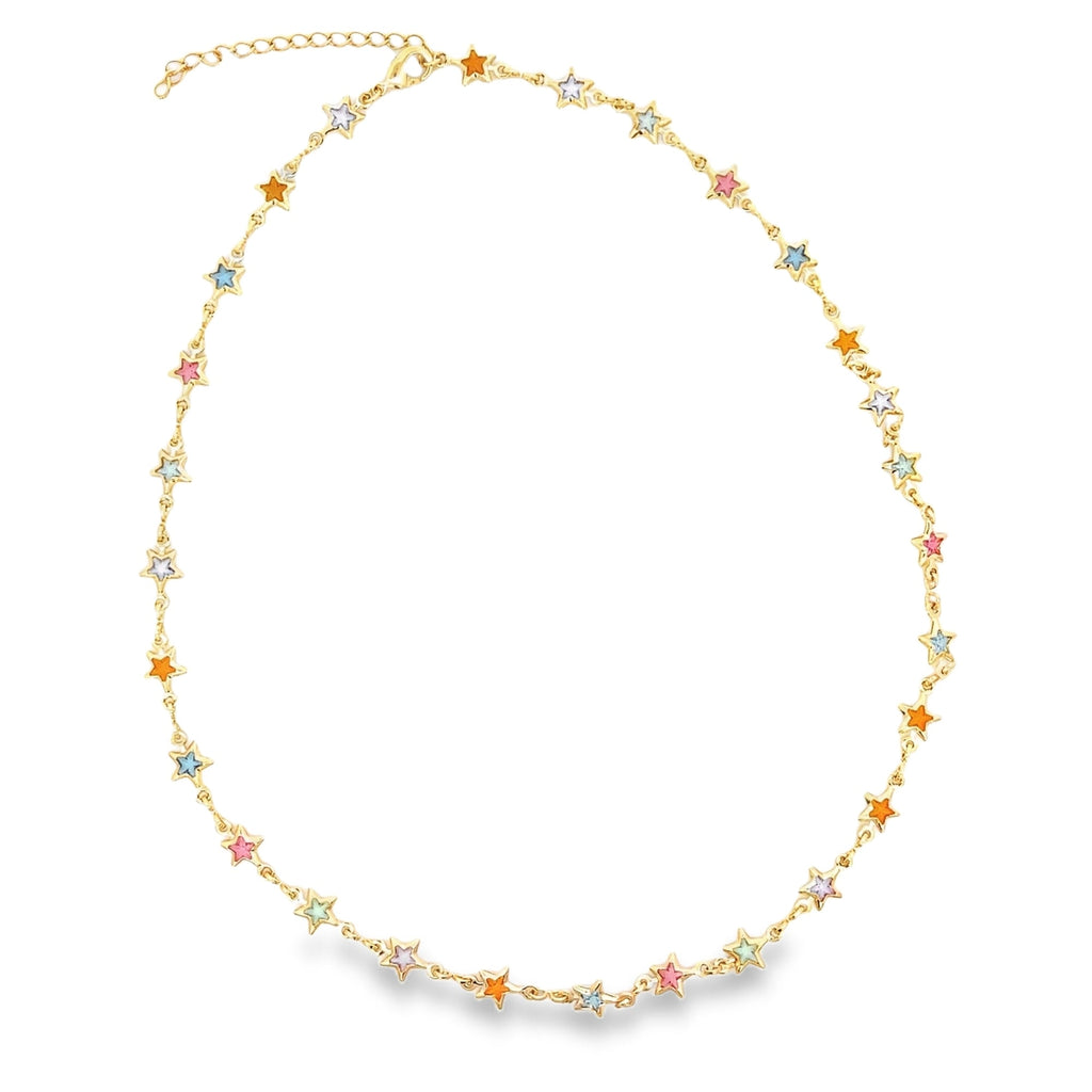 Multicolor Star CZ Stone Charm Necklace (G13/I150/E274)-0