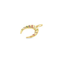 18K Gold Filled Slim Croissant Pendant With Colorful CZ Stones