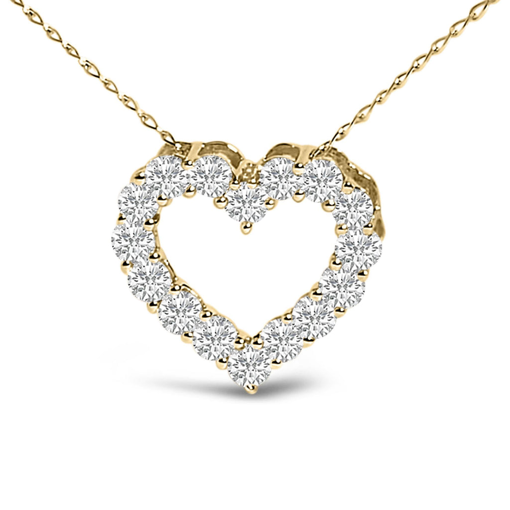 14K Gold 1/2 Carat Lab Grown Diamond Heart Shape Pendant Necklace