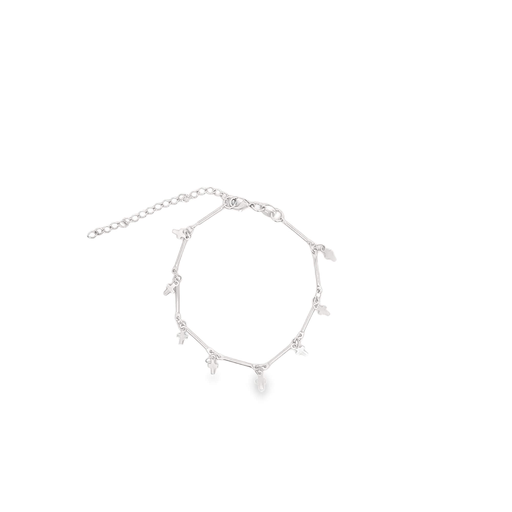 Bar Link Tiny Dangle Cross Charm Bracelet (H260A/E280/I352A)-1