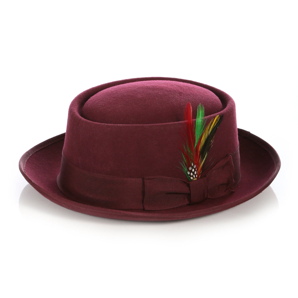Burgundy Wool Pork Pie Hat