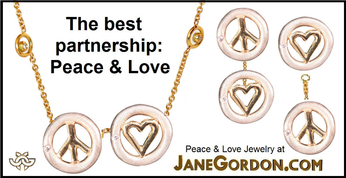Peace in Abundance Pendant. Black Diamond Peace Symbol with Overflowing Diamond Dots . 18K gold
