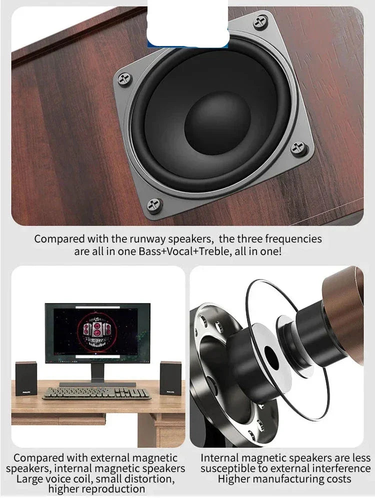 NNEOBA Bluetooth Speaker Surround Stereo Sound Wireless (Brown)