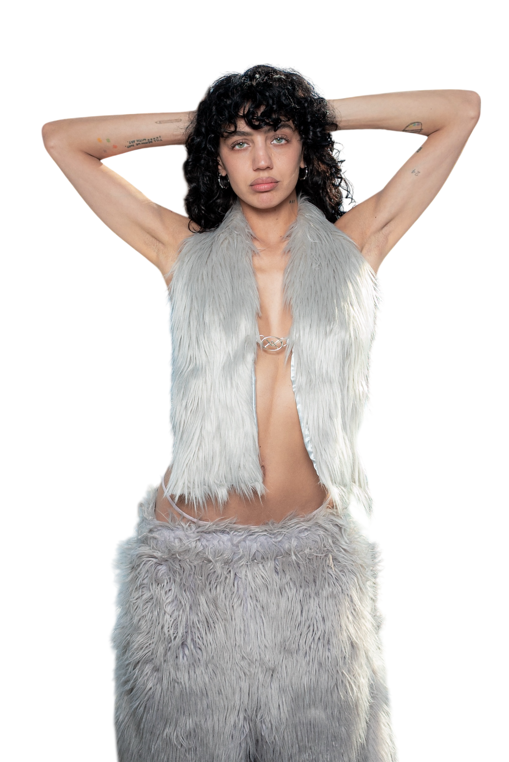 Faux Fur Backless Halter