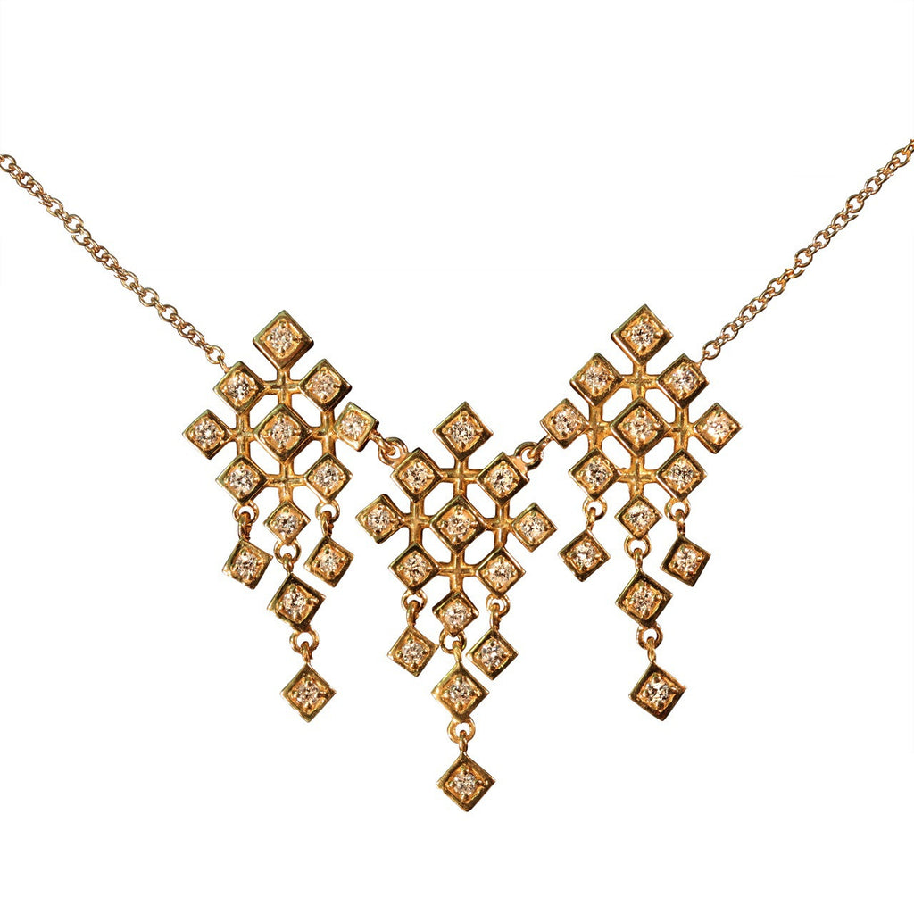 Pyramid Diamond Squares-Earrings-18K Gold