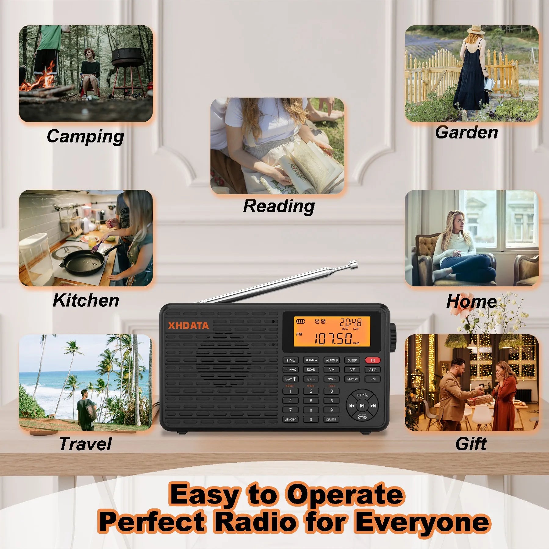 NNEOBA Stereo Digital Portable Radio Black