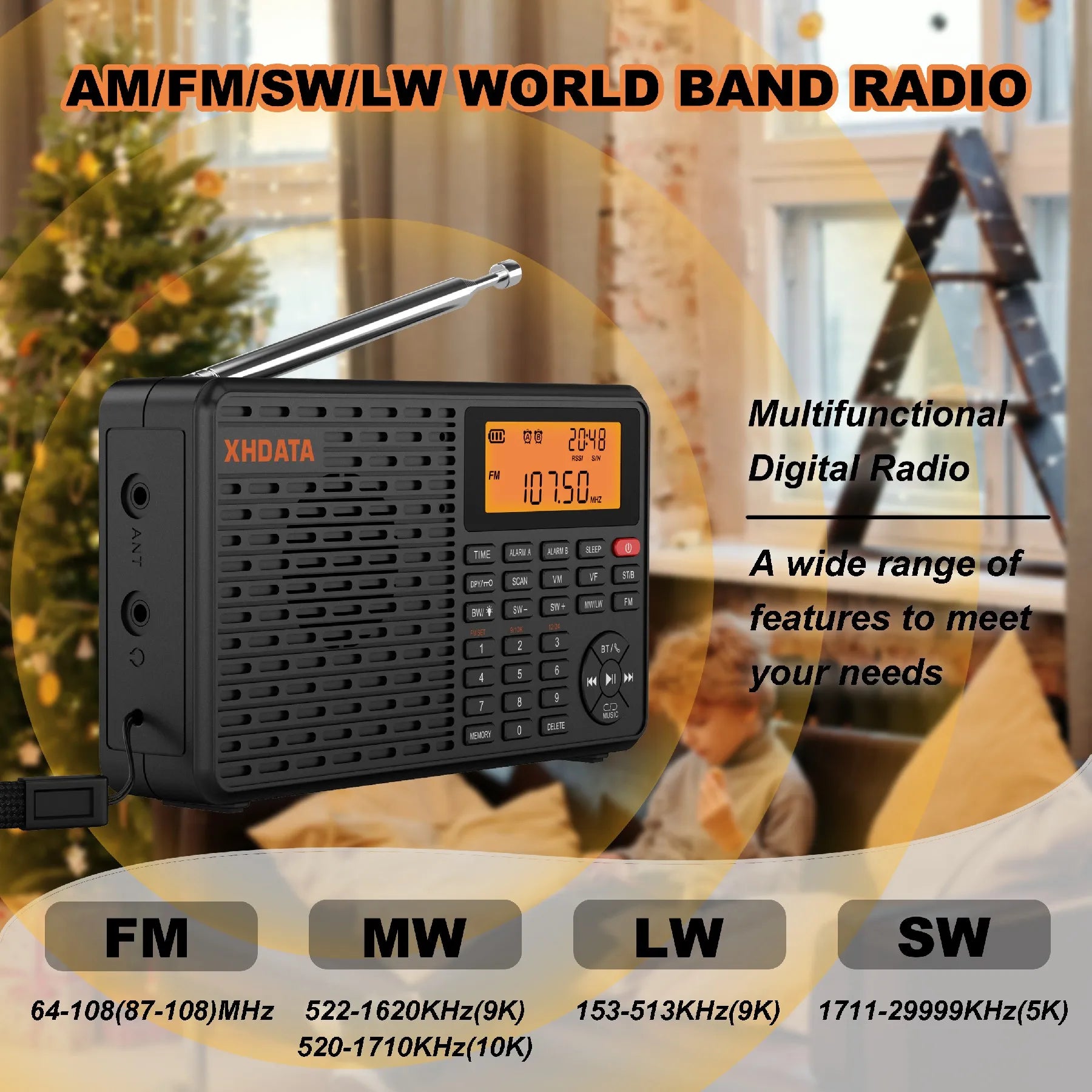 NNEOBA Stereo Digital Portable Radio Black