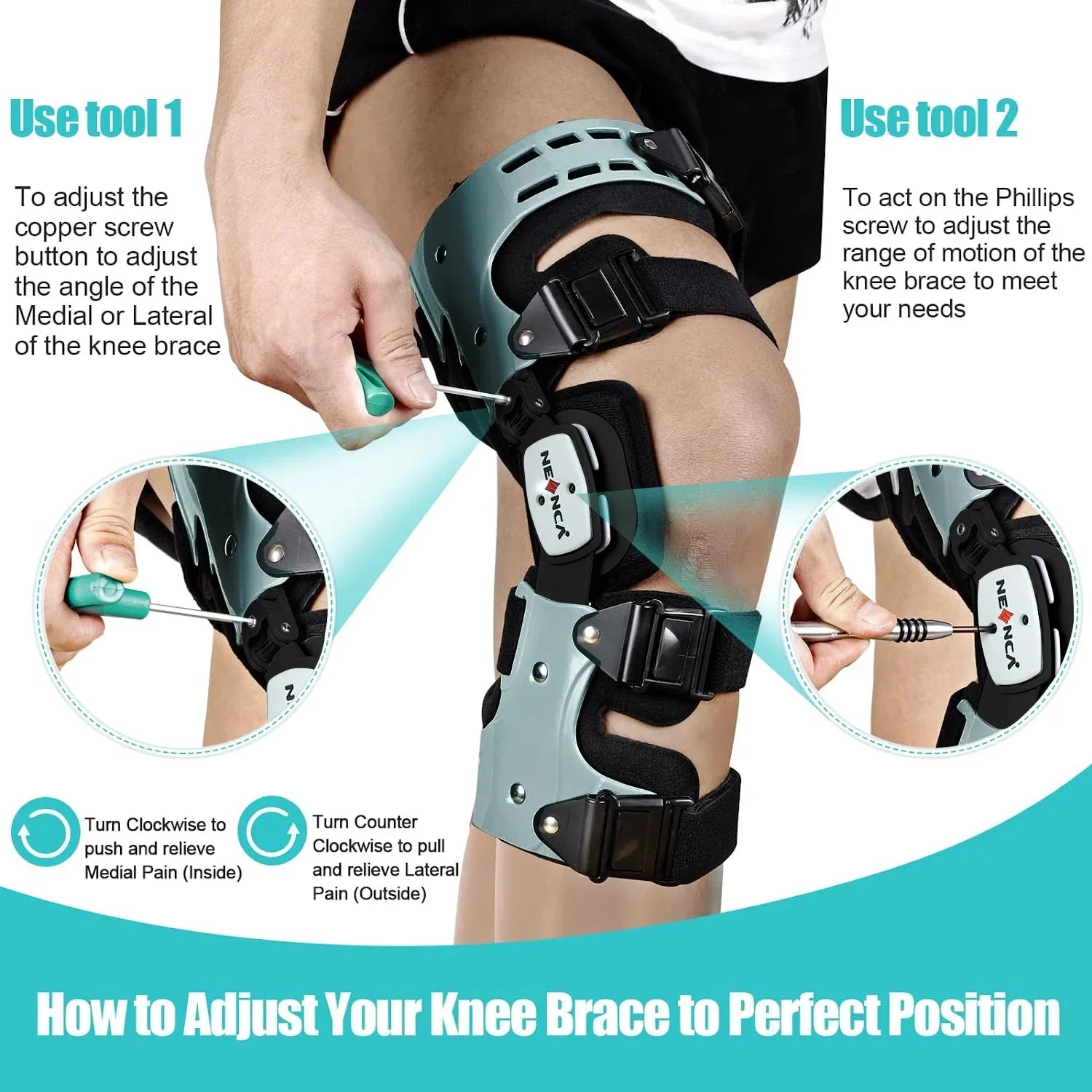 Medical Knee Brace Support Right Leg White