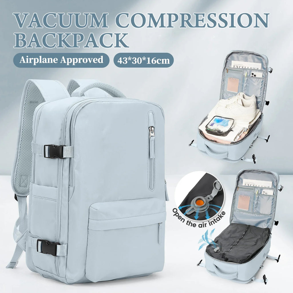 NNEOBA Vacuum Compression Laptop Backpack Blue