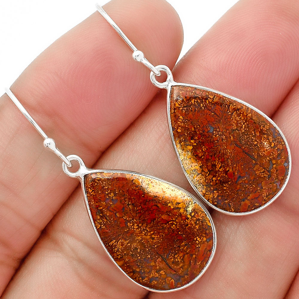 Natural Red Moss Agate Earrings E-1001 SDE62987-0