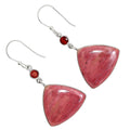 Pink Tulip Quartz and Garnet Earrings E-1002 SDE91671-0