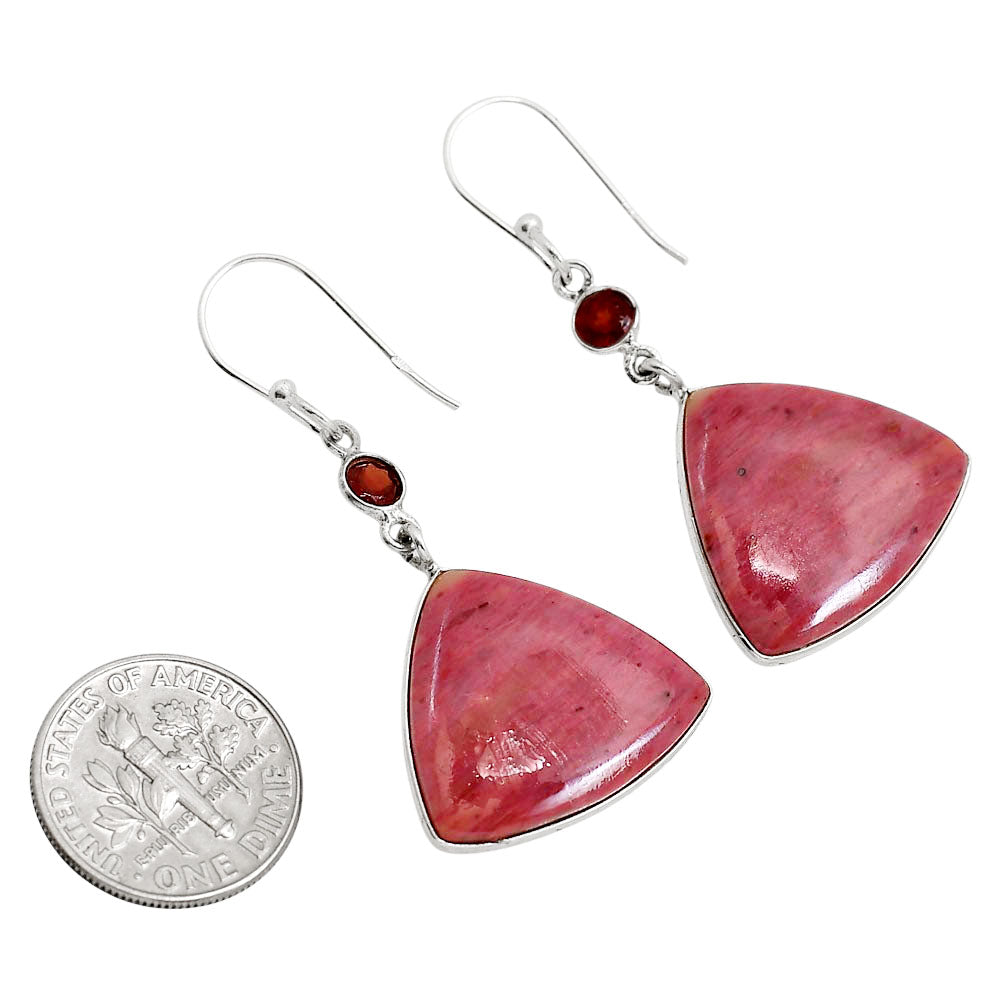 Pink Tulip Quartz and Garnet Earrings E-1002 SDE91671-1