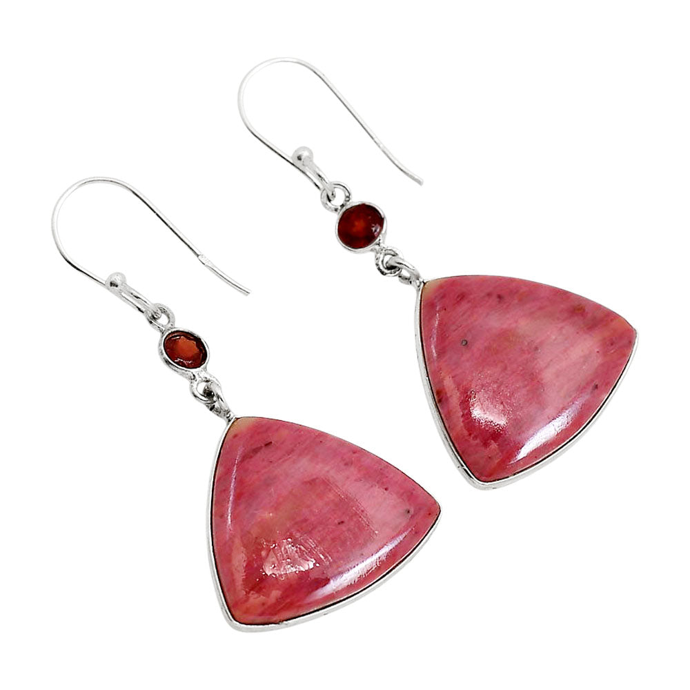 Pink Tulip Quartz and Garnet Earrings E-1002 SDE91671-2
