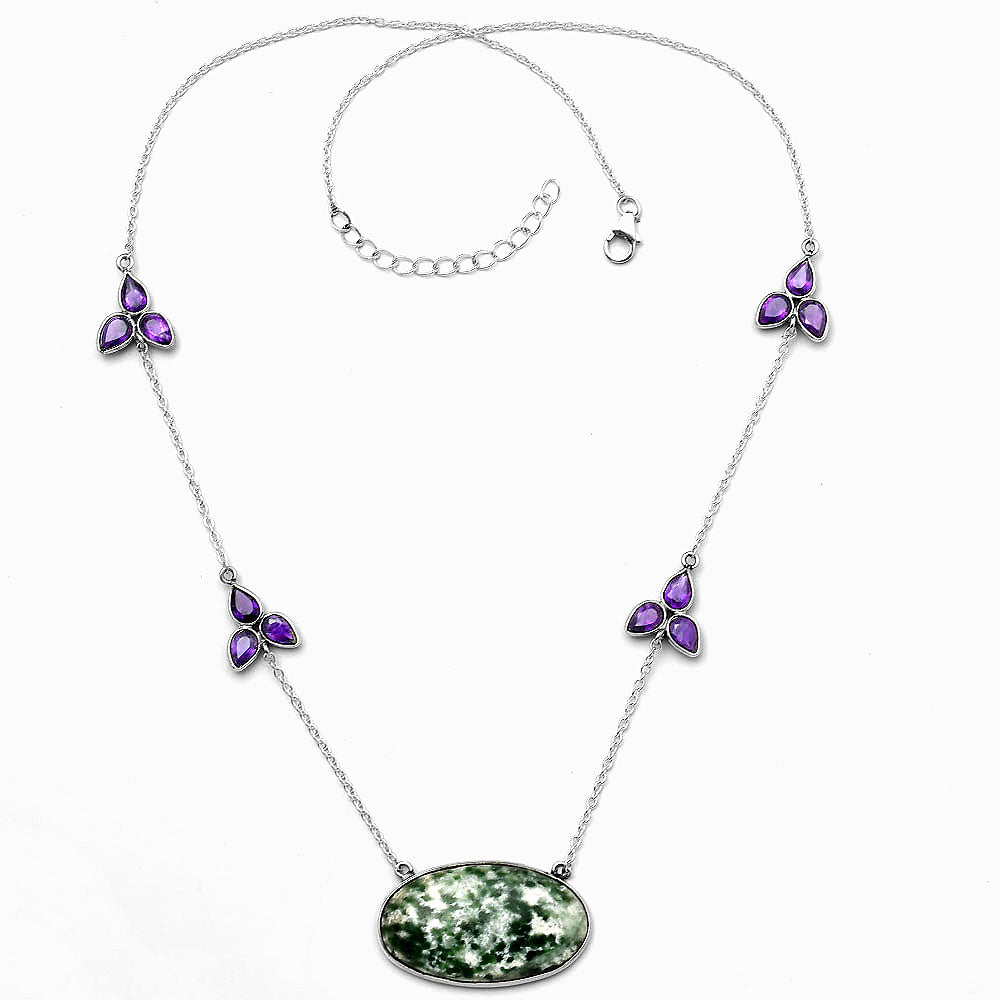 Natural Dioptase & Amethyst Necklace N-1004 SDN1738