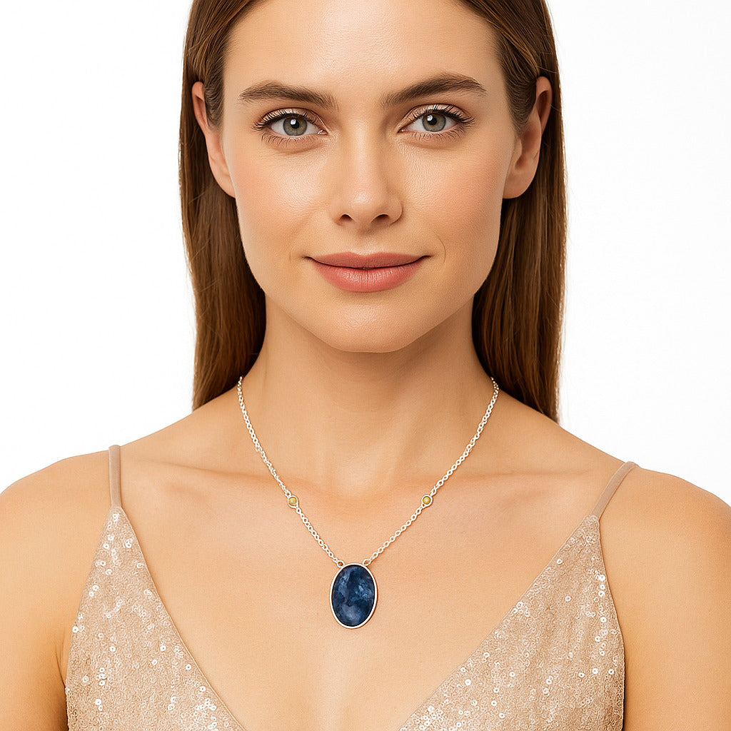 Natural Sodalite & Peridot Necklace N-1012 SDN1944