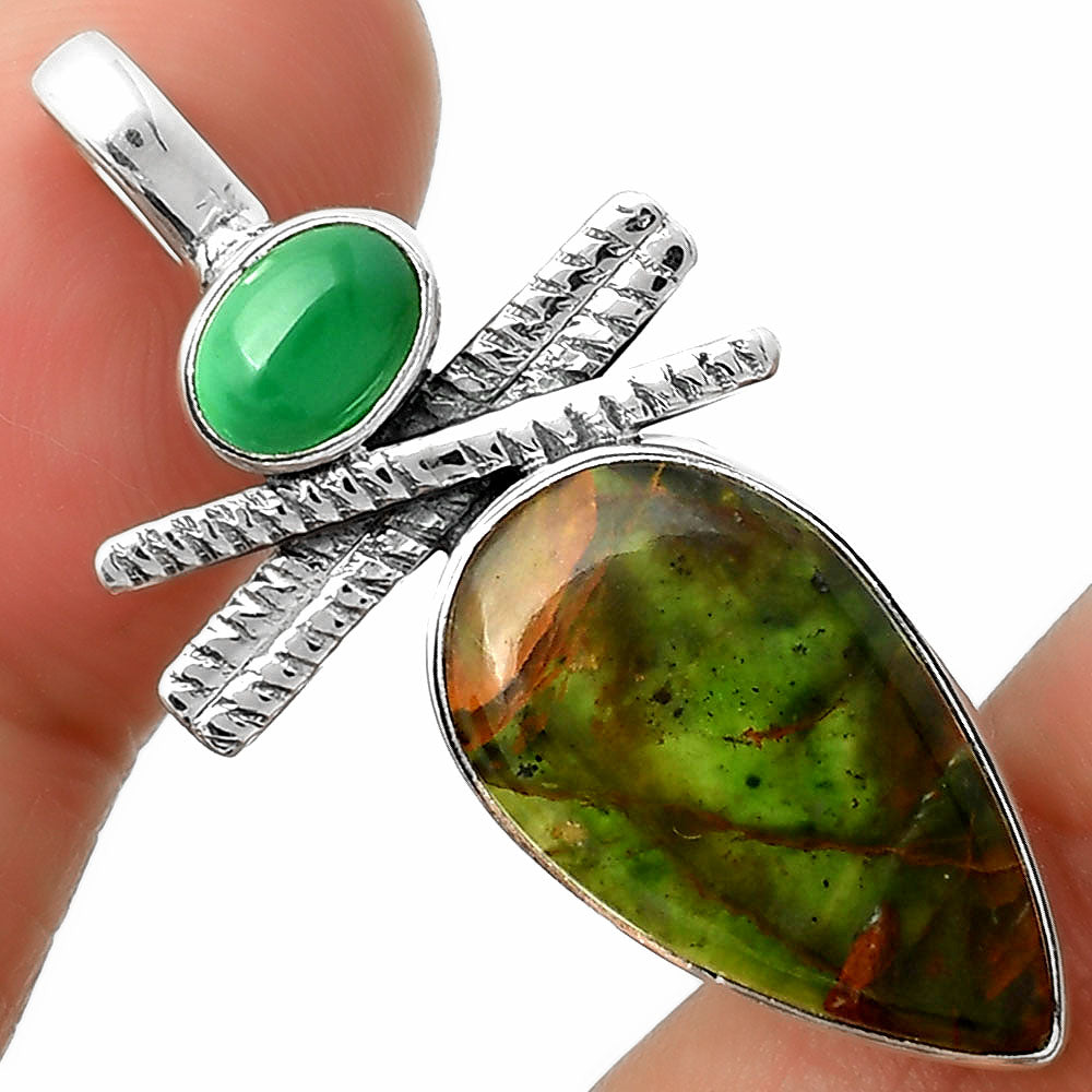 Turkish Rainforest Chrysocolla & Green Onyx Pendant P-1268 SDP111801-0