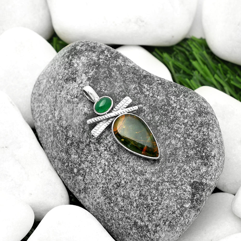 Turkish Rainforest Chrysocolla & Green Onyx Pendant P-1268 SDP111801-1