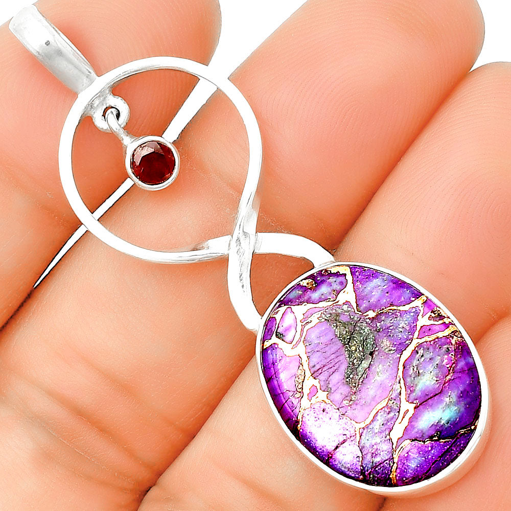 Copper Purple Turquoise & Garnet Pendant P-1048 SDP133952