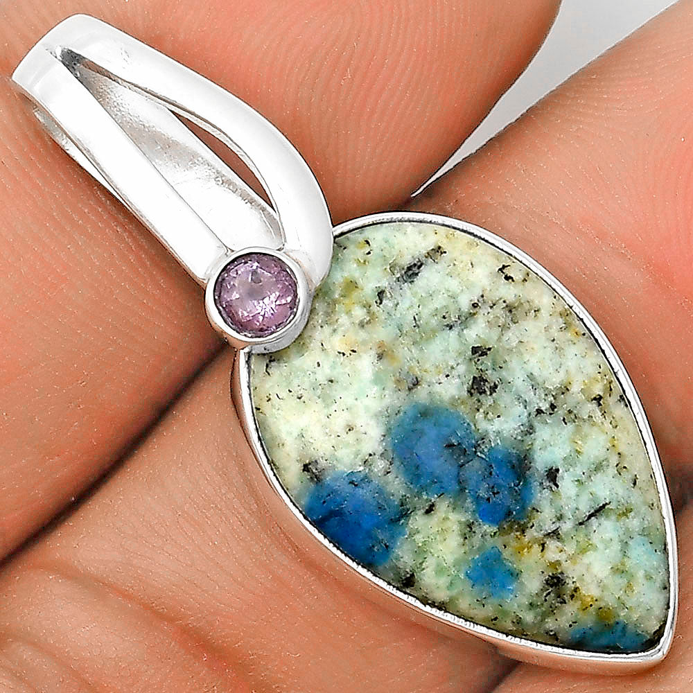 K2 Blue Azurite In Quartz & Amethyst Pendant P-1606 SDP136208-0